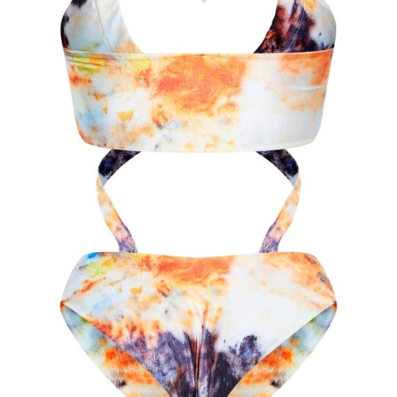 COPY - Orange Tie Dye Cross Strap Ruched Mini Swimsuit - Picture 6 of 6